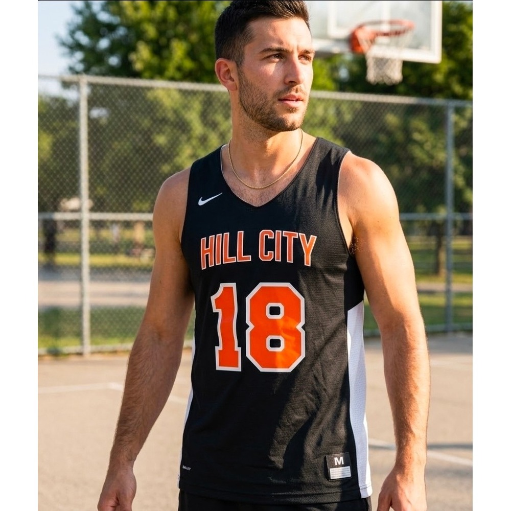 Nike Hill City #18 Reversible Basketball Jersey Mens‎ Medium Black White Orange